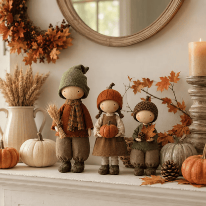 🍁3er-Set rustikale Herbst-Erntepuppen