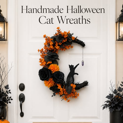 🌹Handmade Halloween Cat Wreath