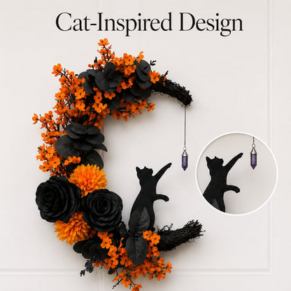 🌹Handmade Halloween Cat Wreath