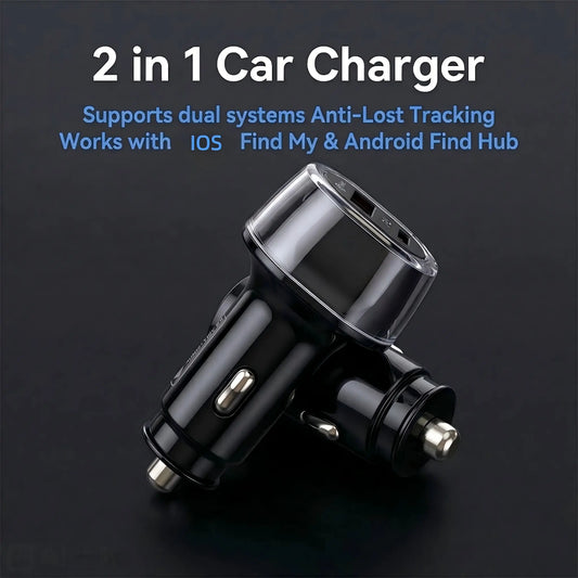 2-in-1 Compact Car Charger GPS Tracker Adapter