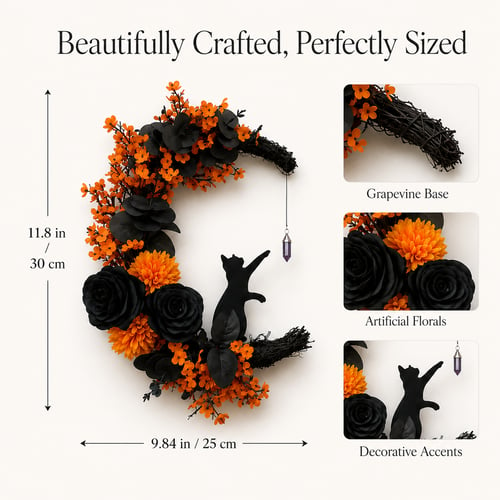 🌹Handmade Halloween Cat Wreath