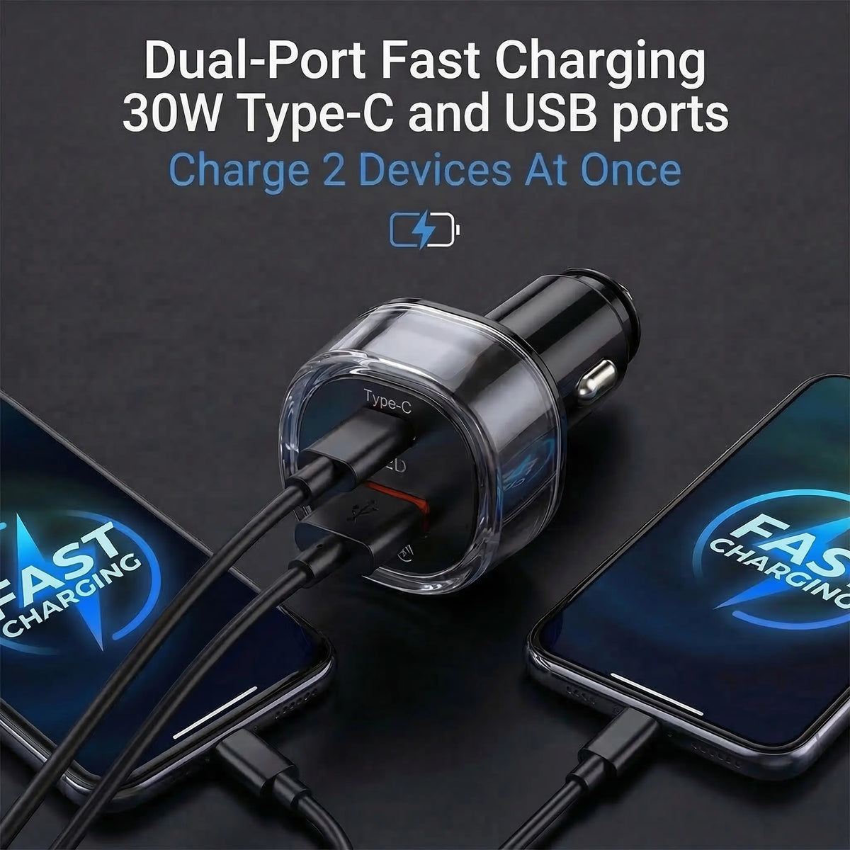 2-in-1 Compact Car Charger GPS Tracker Adapter