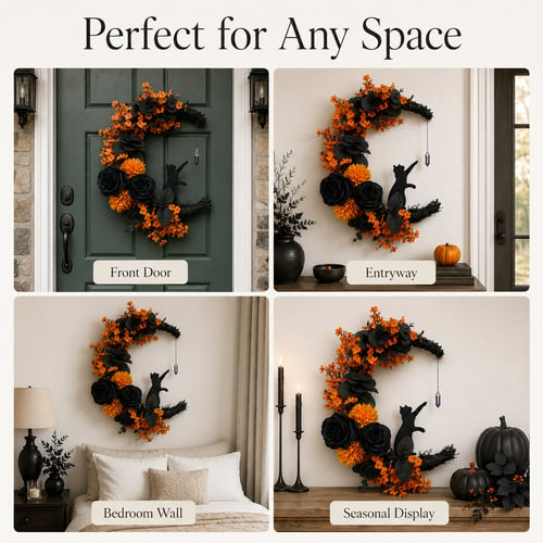 🌹Handmade Halloween Cat Wreath