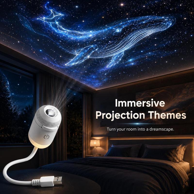 USB Star Projector Lamp, Galaxy Projection & Bedside Night Light🌌
