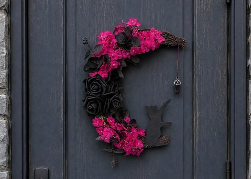 🌹Handmade Halloween Cat Wreath