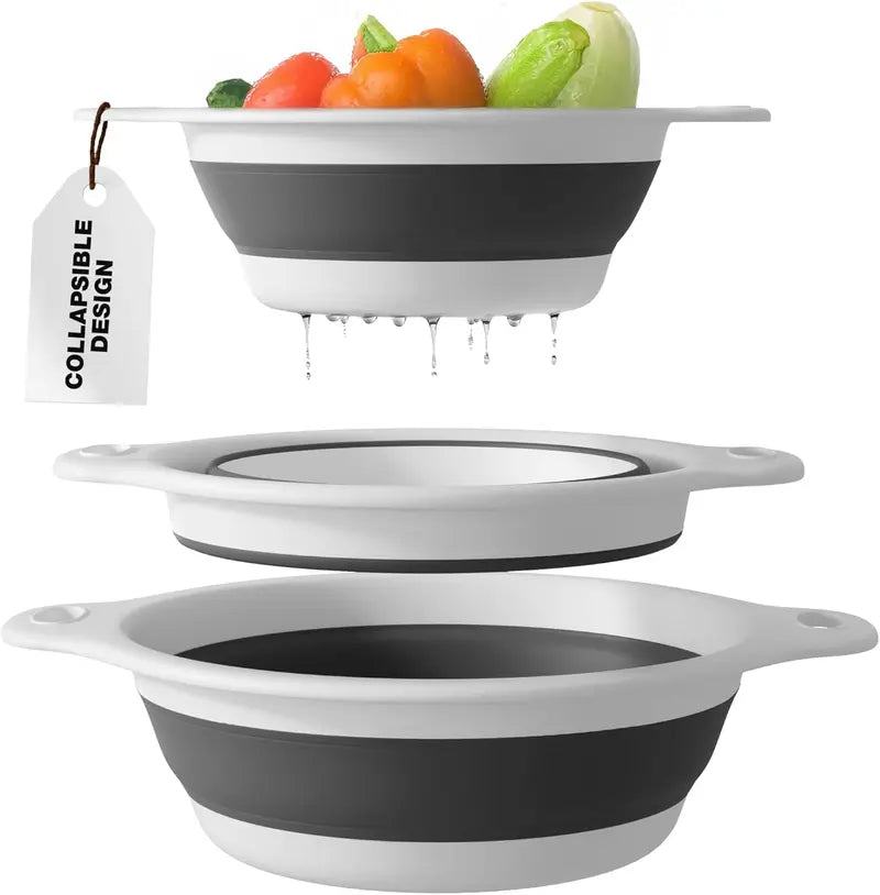 Collapsible Colanders 3-Pack Sturdy Kitchen Strainer Set
