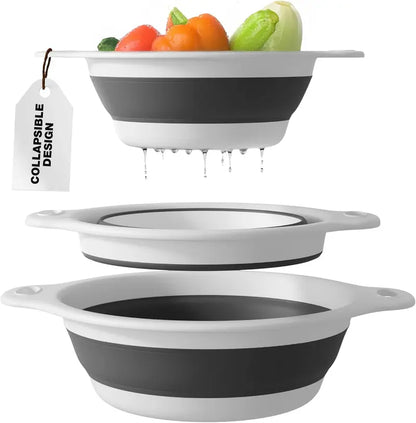 Collapsible Colanders 3-Pack Sturdy Kitchen Strainer Set
