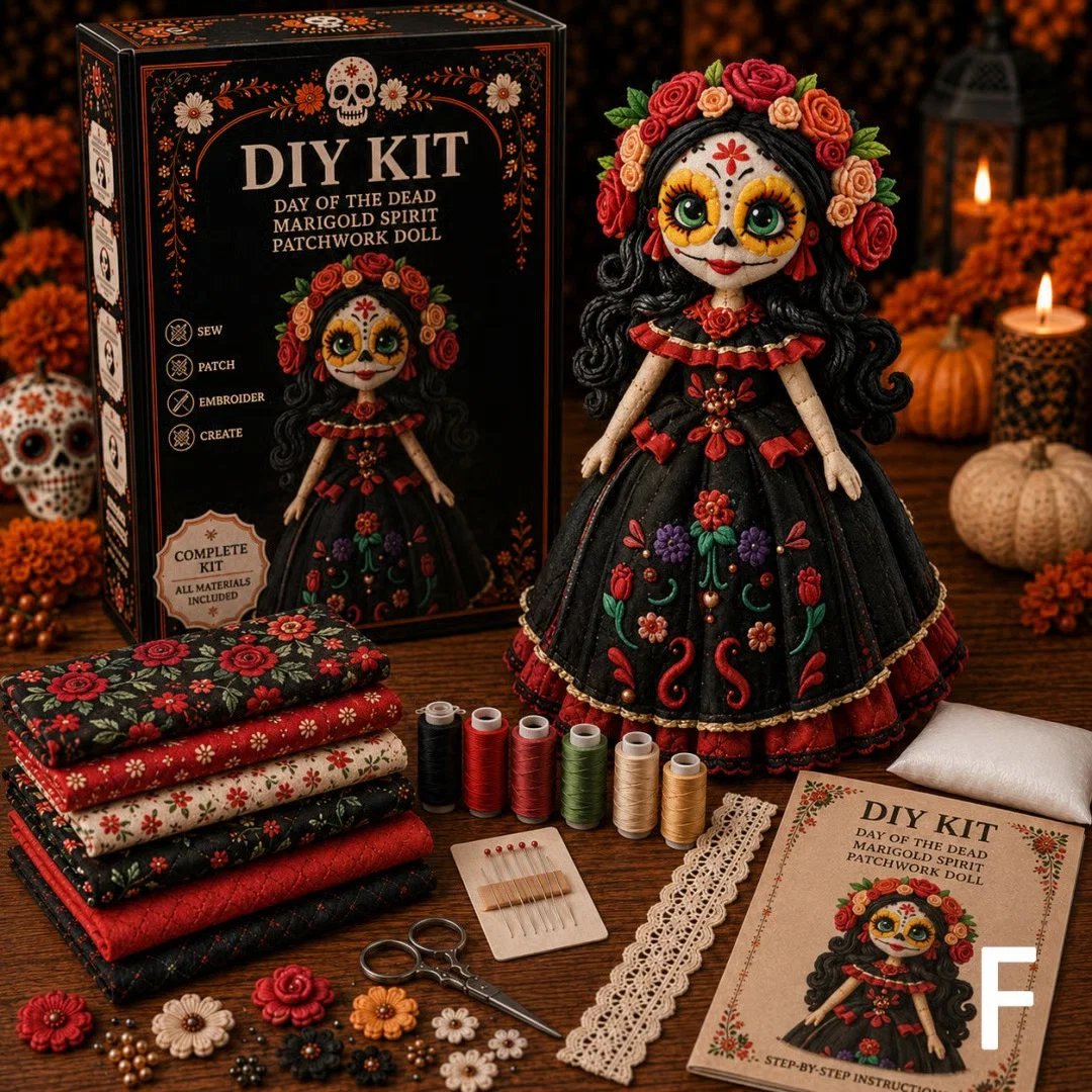 🖤 DIY Day of the Dead Patchwork Doll Kit