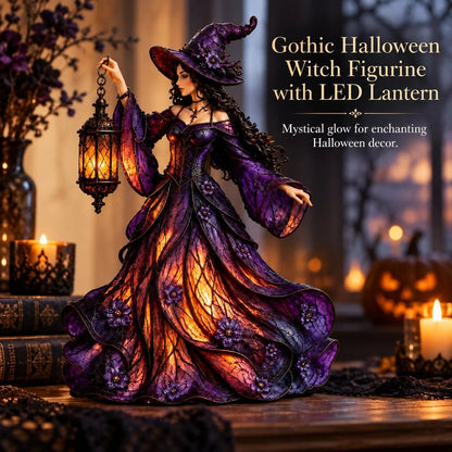 🧙 Gothic Witch Lantern Figurine | Warm LED Glow for Shelves, Mantels & Halloween Displays 🎃