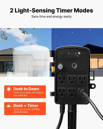 Outdoor Power Stake with 25FT Extension Cord – Weatherproof Outlet Strip with Protective Cover – Remote Control & Dusk to Dawn Light Timer for Christmas Lights 🏡✨