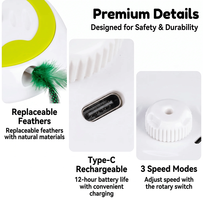 Whack A Mole Cat Mouse Toy for Cats - Interactive Cat Toys with Automatic Feather Mice & No Touch Sensor Required