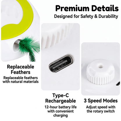 Whack A Mole Cat Mouse Toy for Cats - Interactive Cat Toys with Automatic Feather Mice & No Touch Sensor Required
