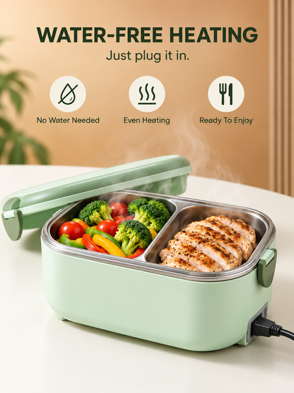 Portable Electric Heated Lunch Box Water-Free Food Warmer