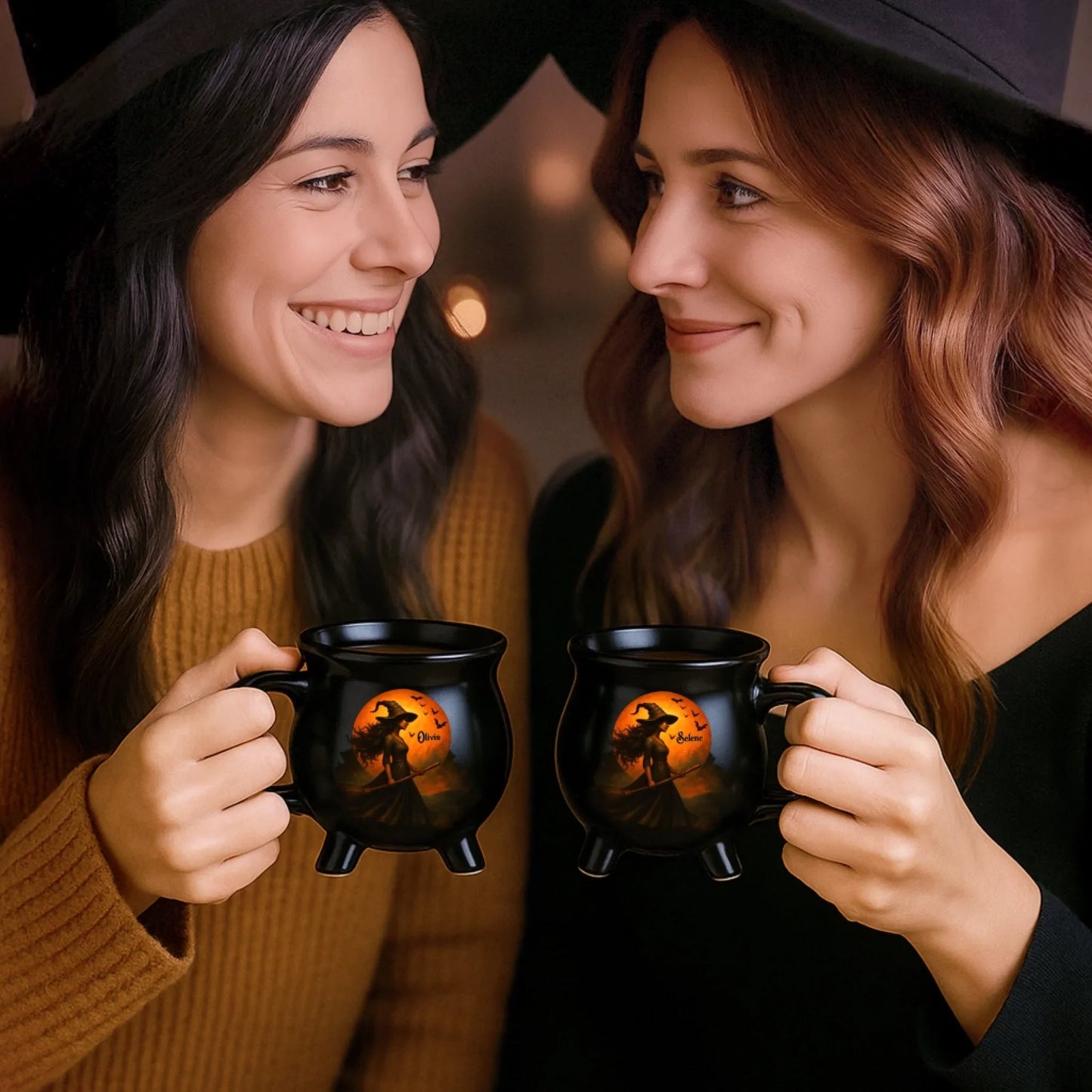 Witch Cauldron Coffee Mug - Personalized Halloween Witchy Gifts For Besties, Sisters, BFF, Family, Yourself - Witching You A Wicked Brew
