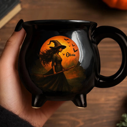 Witch Cauldron Coffee Mug - Personalized Halloween Witchy Gifts For Besties, Sisters, BFF, Family, Yourself - Witching You A Wicked Brew