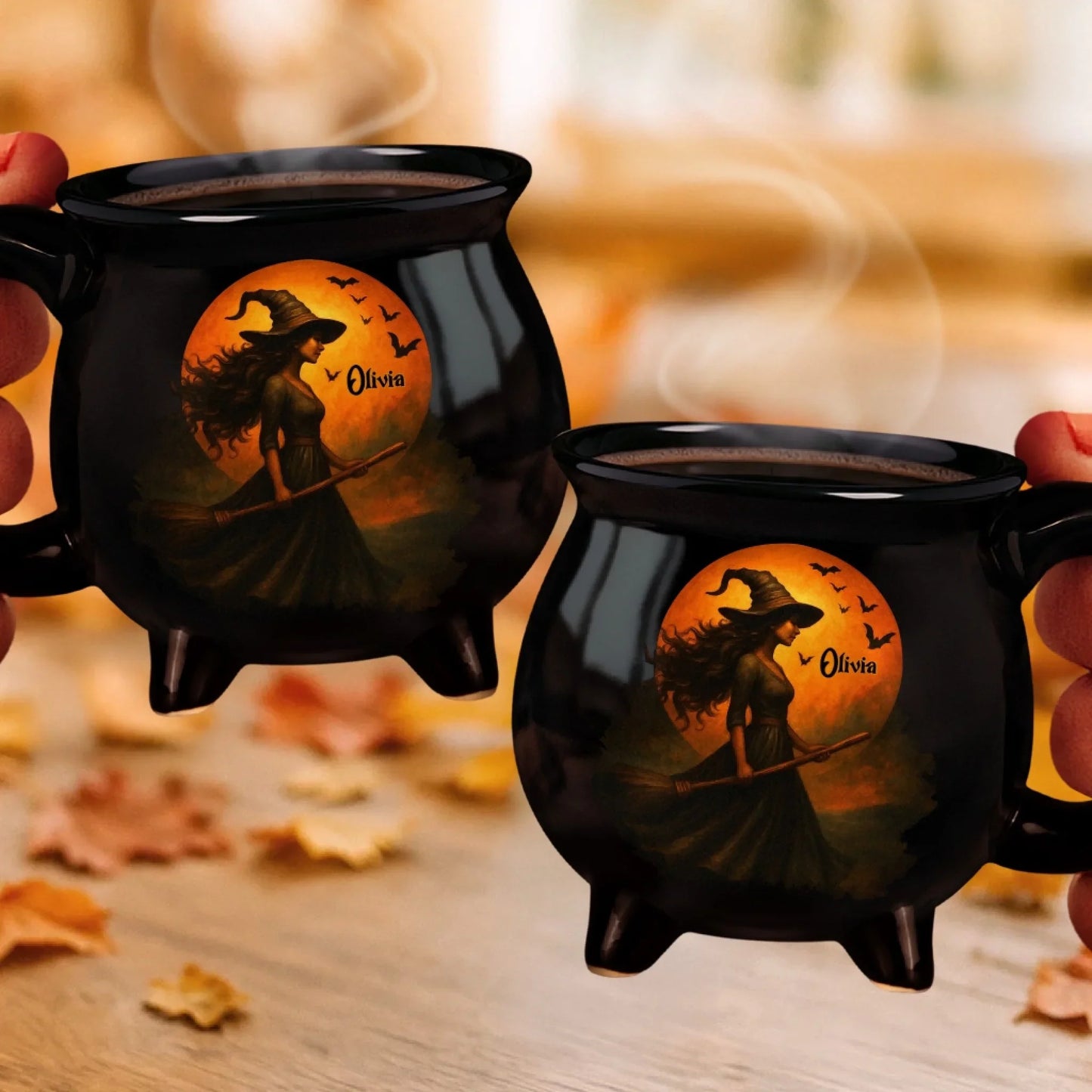 Witch Cauldron Coffee Mug - Personalized Halloween Witchy Gifts For Besties, Sisters, BFF, Family, Yourself - Witching You A Wicked Brew