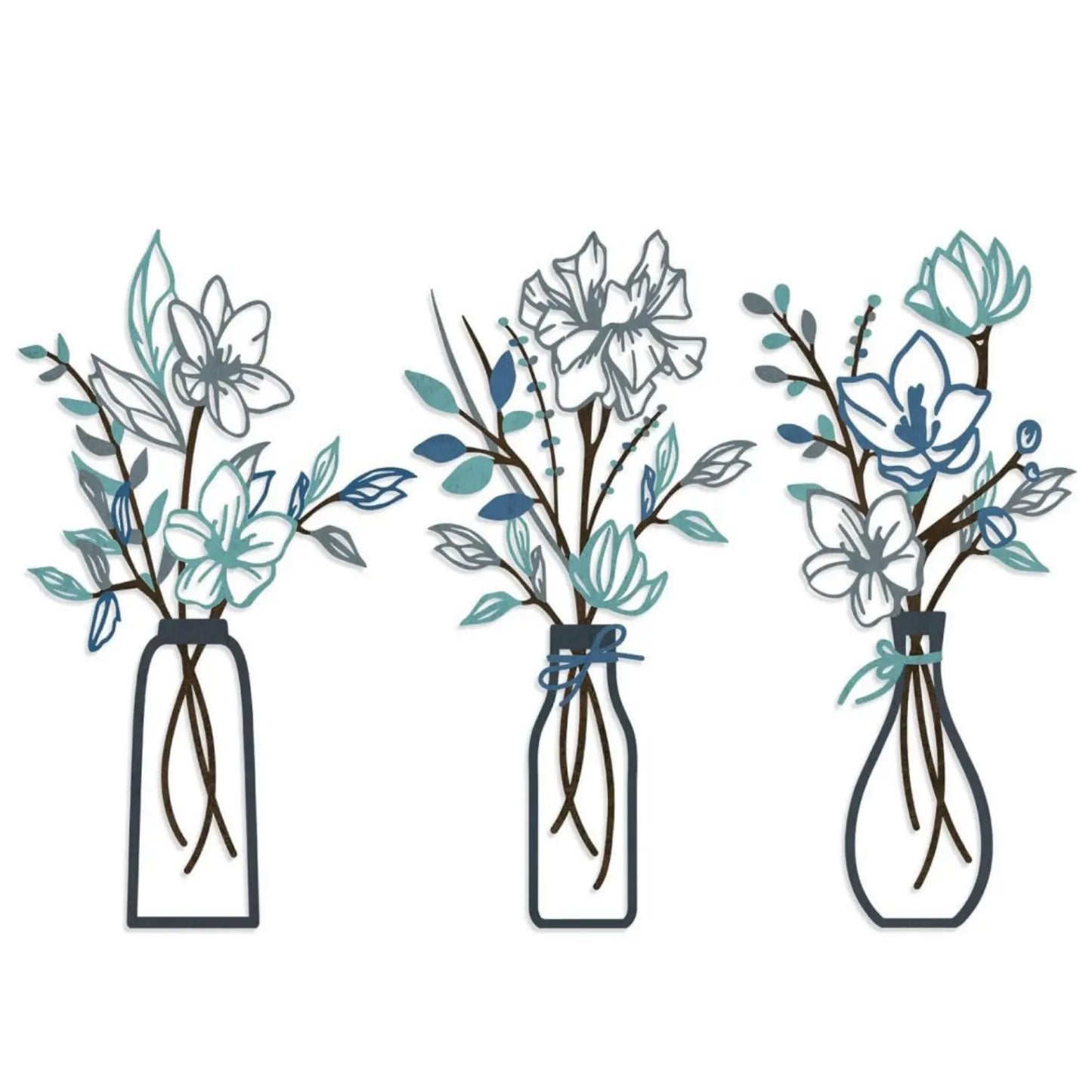 3 Pcs Metal Flowers Wall Art