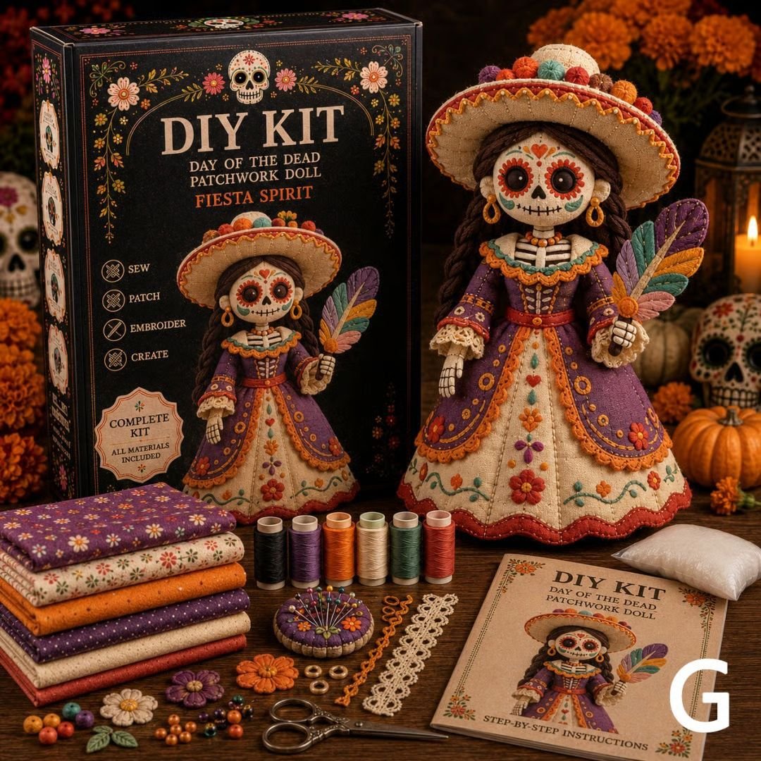 🖤 DIY Day of the Dead Patchwork Doll Kit