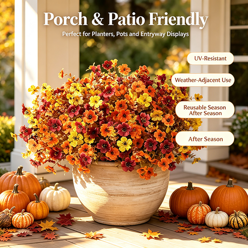Fall Artificial Flower Halloween 12pcs, UV Resistant Colorful Fake Flower🍂