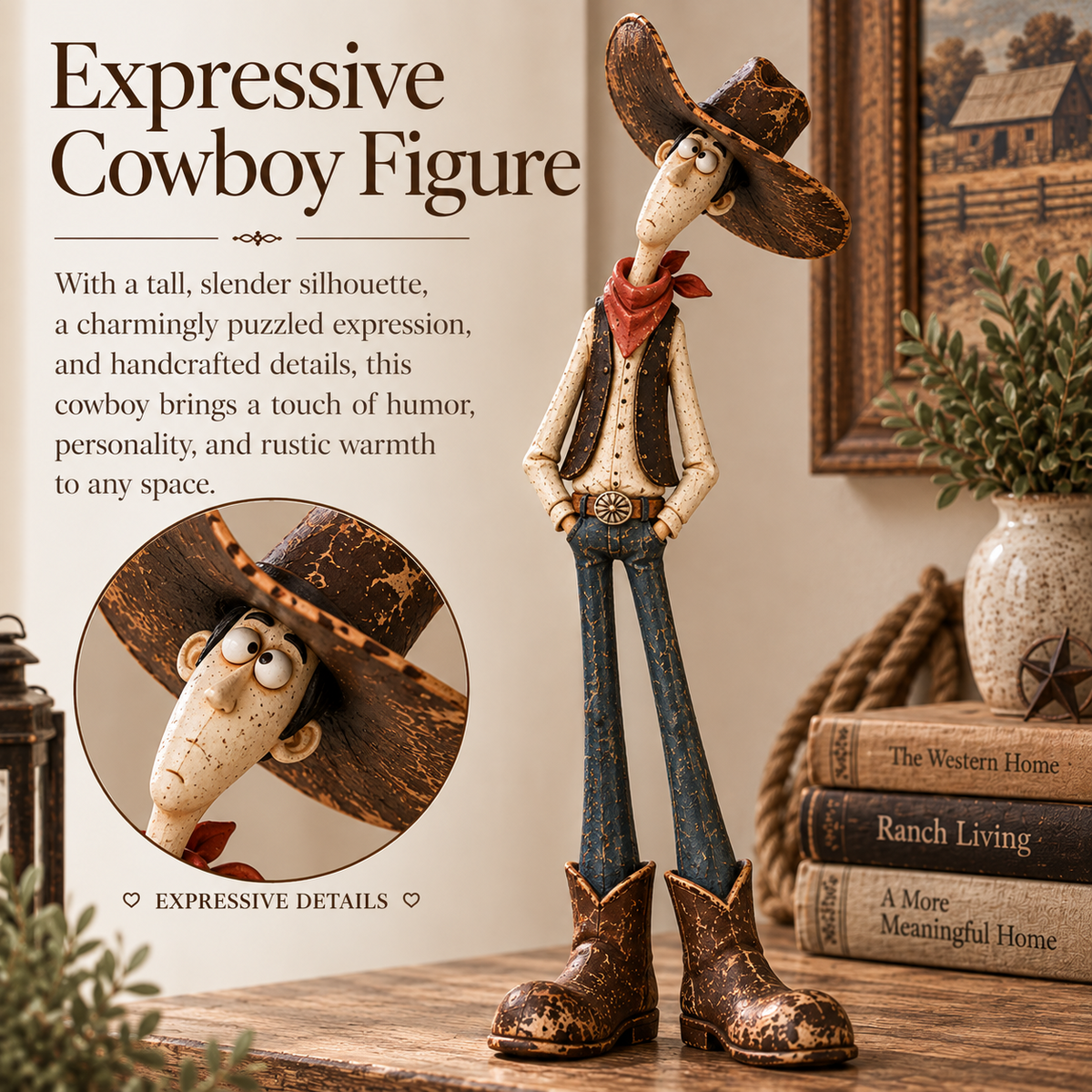 Whimsical Western Cowboy & Horse Figurine Duo 🐴🤠