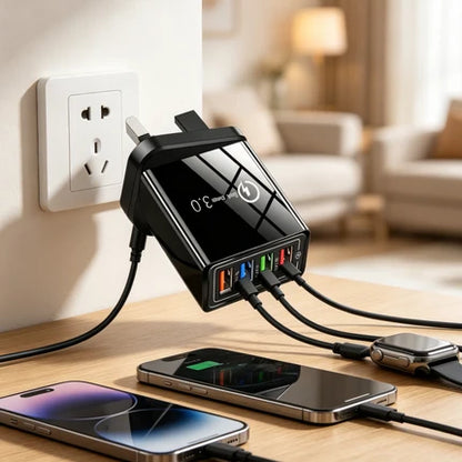 ⚡4-Port USB Wall Charger Block – Quick Charge 3.0 Multi-Port Power Adapter for iPhone, AirPods, Apple Watch & Power Bank