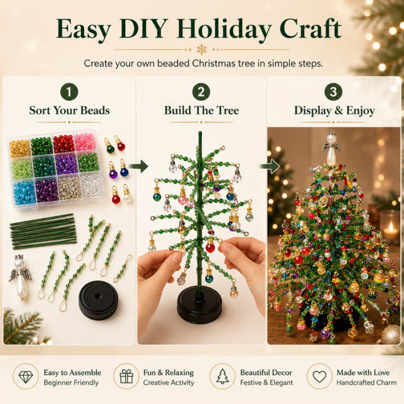 🎄✨ DIY Beaded Christmas Tree Kit – 🎅Create Your Own Sparkling Holiday Decoration
