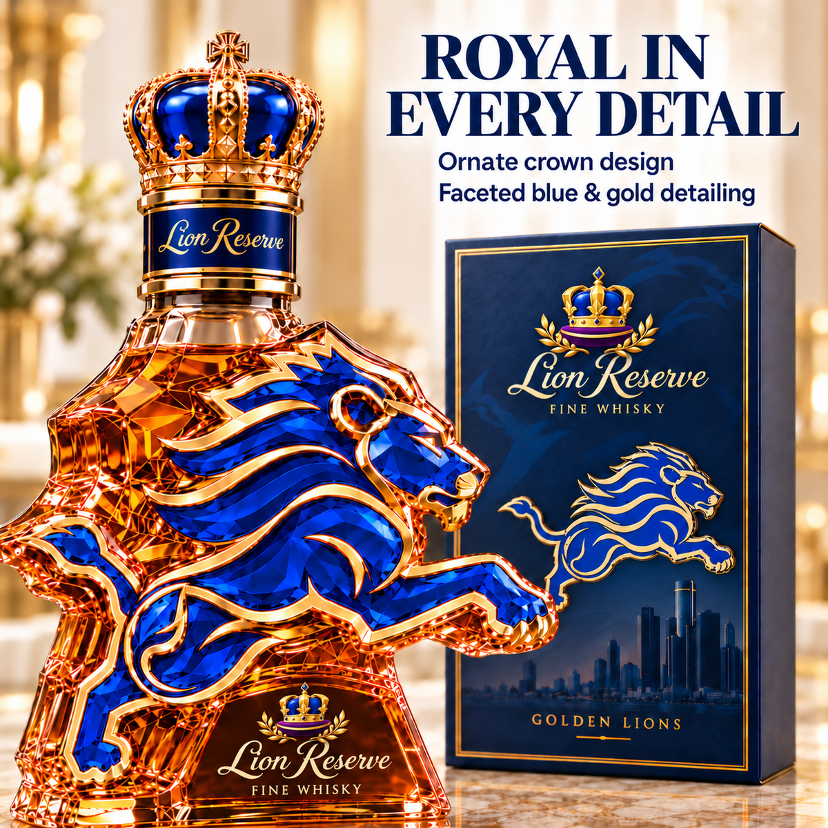 🦁 Lions Pride Collector’s Bottle 👑 Sculpted Lion Design & Gift Box