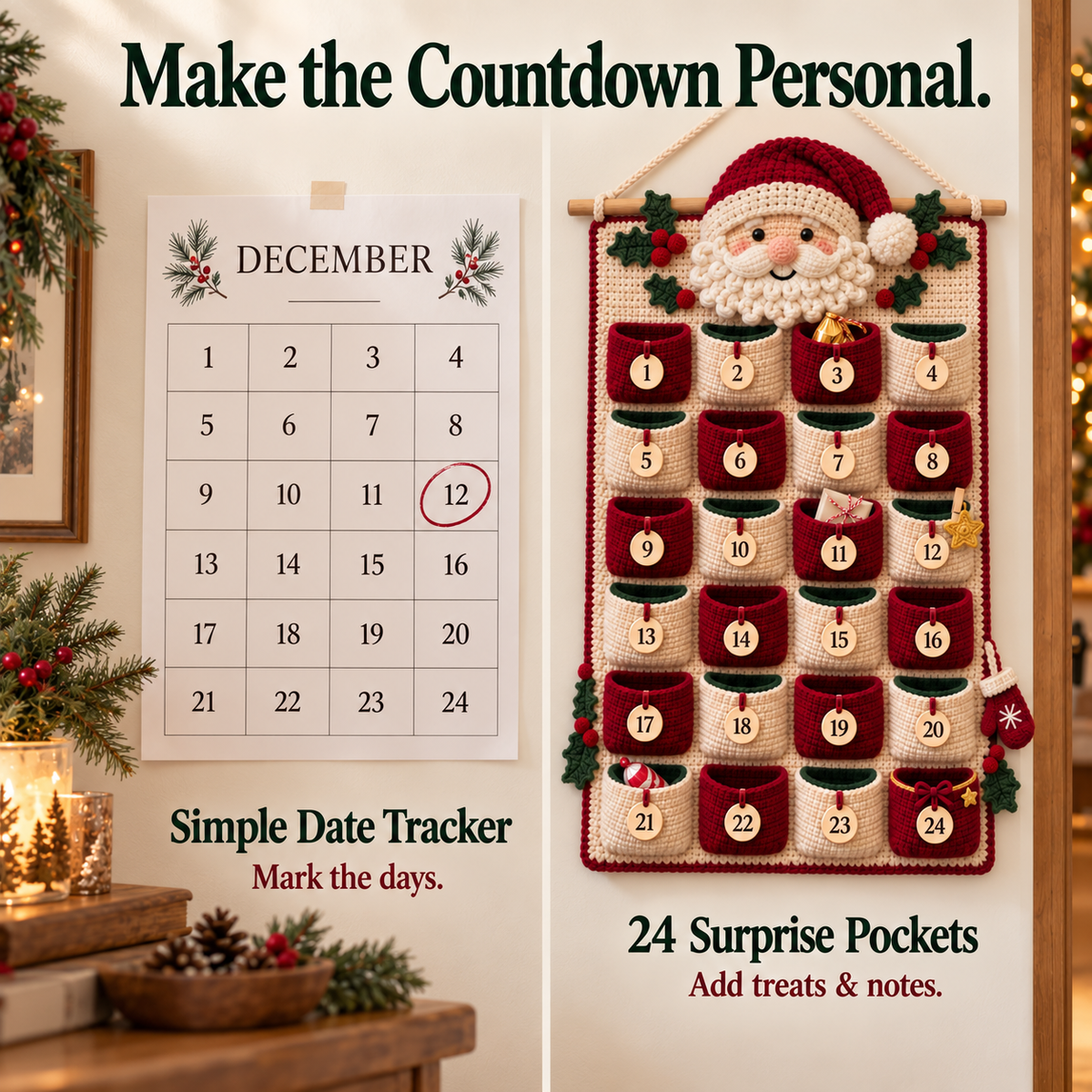 🎄 Christmas Crochet Advent Calendar DIY Kit – 24 Little Surprises, One Cozy Family Tradition