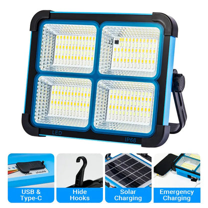 🎁Solar Rechargeable LED Work Light – 288 LEDs, Magnetic & Waterproof