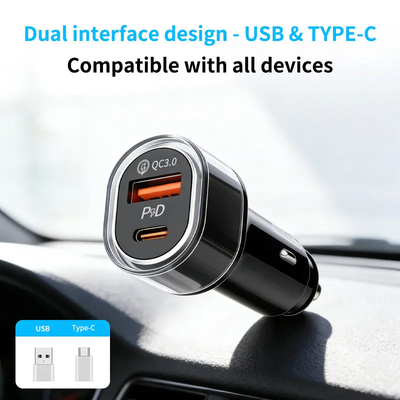 2-in-1 Compact Car Charger GPS Tracker Adapter