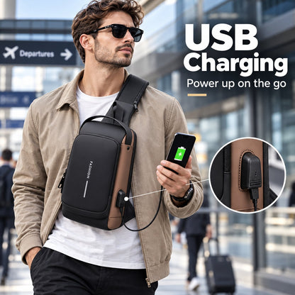 🔒 Anti-Theft Smart Sling Bag | Built-in USB Charging & Secure Combination Lock