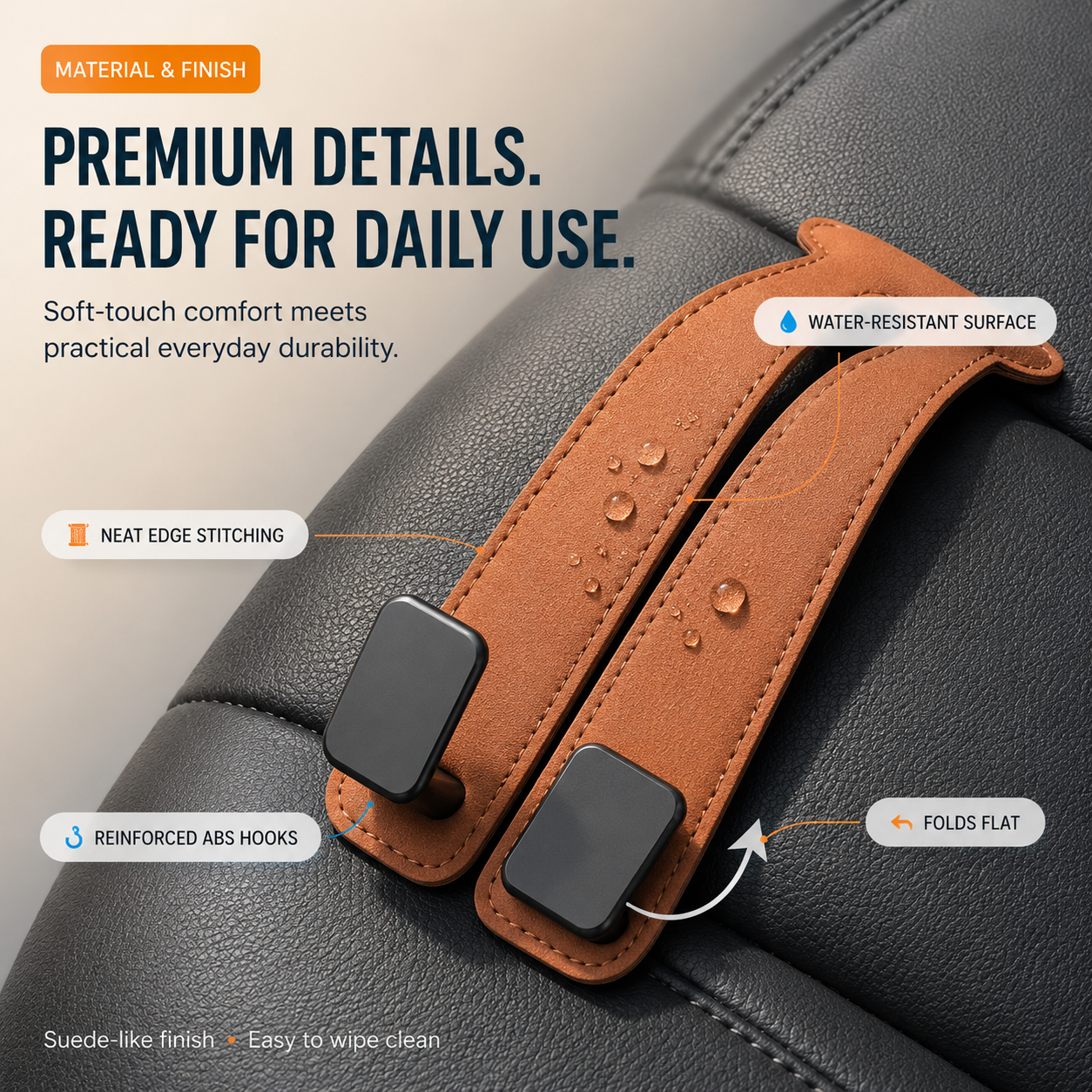 🚗Foldable Dual-Hook Car Headrest Organizer & Phone Holder