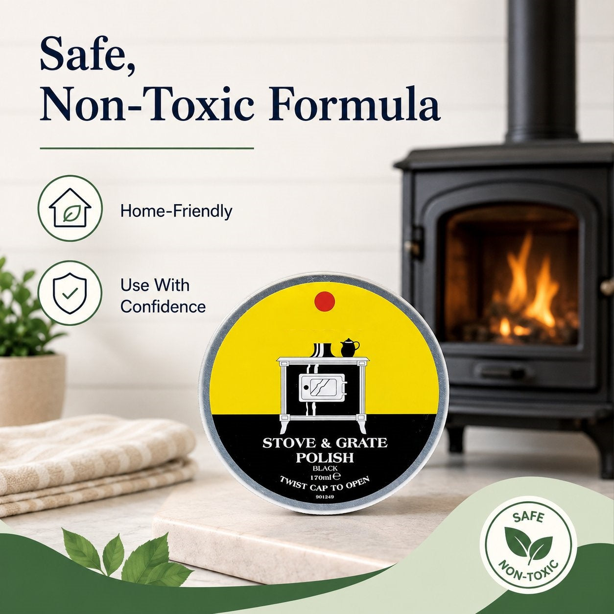 🔥Last Day 50% OFF - 🧼Black Stove & Grate Polish – Cast Iron Restorer for Wood Stoves, Fireplaces & Grates