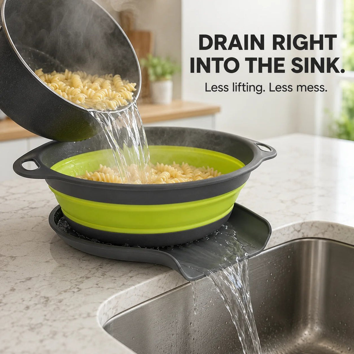 🥬 3-Piece Collapsible Colander Set – Space-Saving Kitchen Strainers for Pasta, Fruit & Vegetables