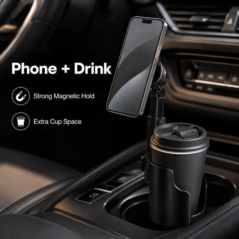 🔥 48% OFF | 360° Magnetic Car Cup Holder Phone Mount – Strong N52 Magnet & Safe Driving 🚗✨
