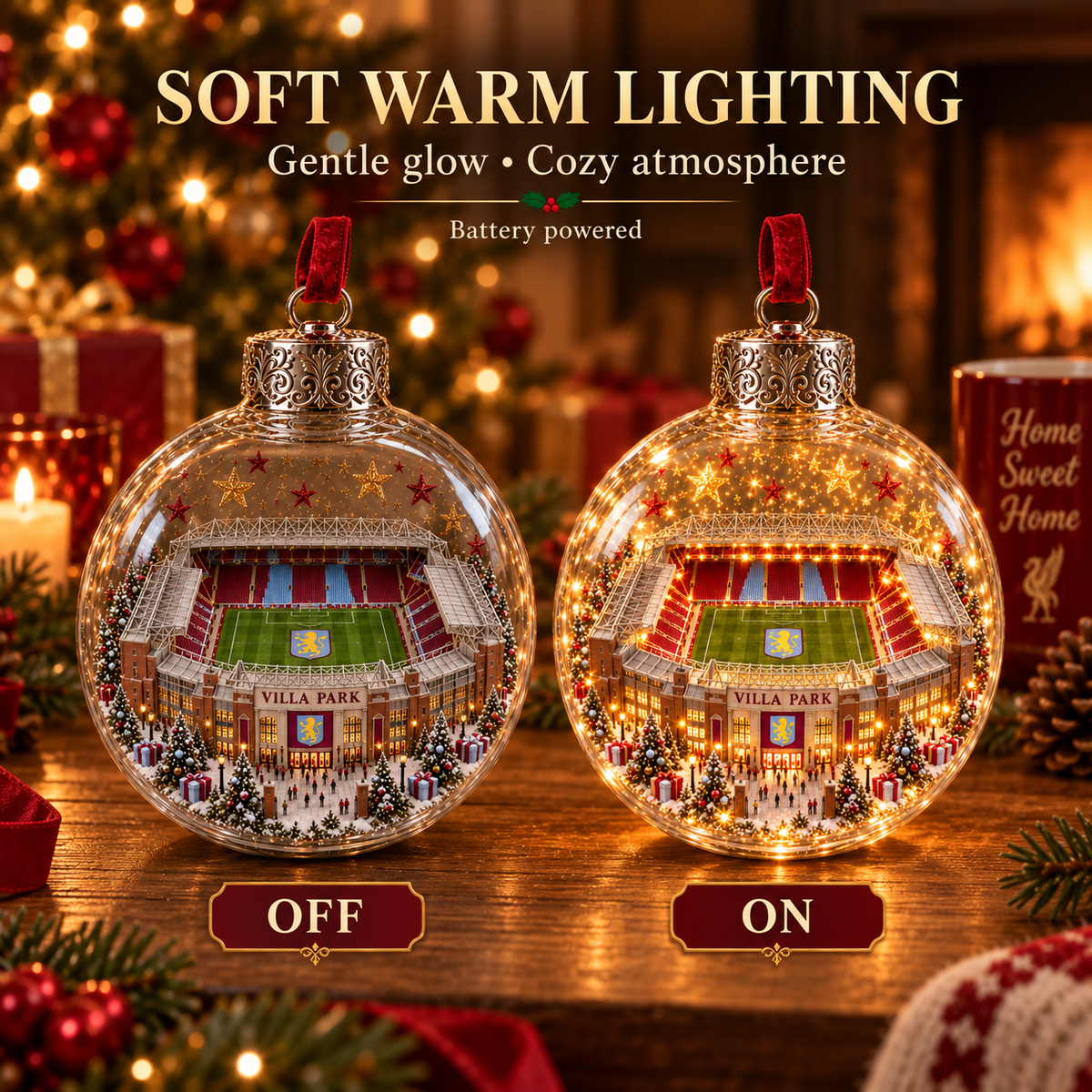 ⚽🎄 Christmas Sale: 50% OFF – Light-Up Football Stadium Ornament | 20 Styles