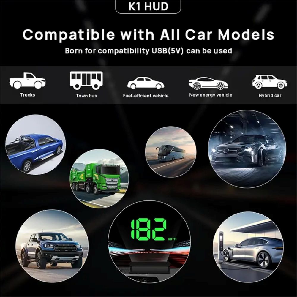 GPS Head-Up Display for Cars – Digital MPH Speedometer with HUD Projection