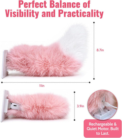 Electric Cat Tail for Car Decoration, Remote-Controlled Wagging Plush Tail for Car