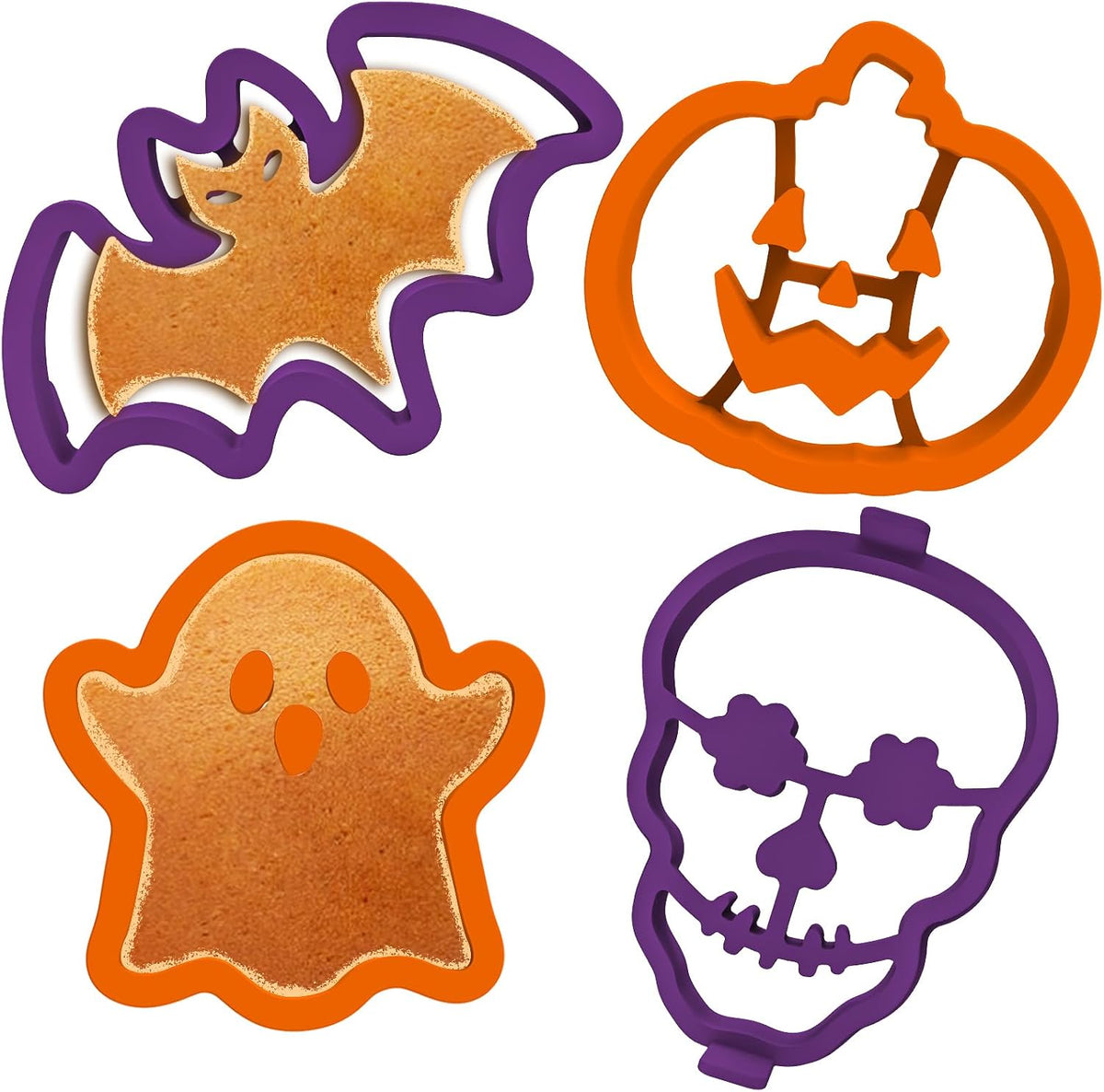 Halloween Silicone Pancake Molds for Skull, Ghost, Bat, and Pumpkin-Shaped Pancakes