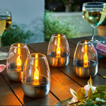 Flickering Solar Tea Lights Waterproof Outdoor - Flameless LED Candle Lights for Garden, Patio & Lantern Decor