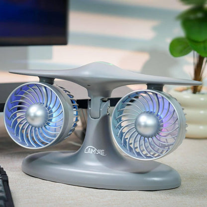 Desktop TwinFan - Compact Double Turbine Desk Fan with RGB Ambient Light for Office & Study