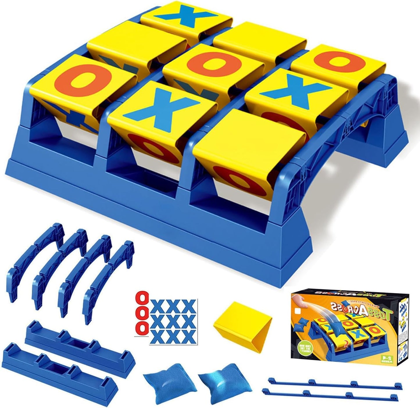 ⭕ Giant Wooden Tic Tac Toe Game, Outdoor Bean Bag Toss Interactive Game for Family Backyard Party