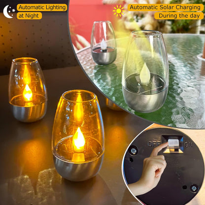 Flickering Solar Tea Lights Waterproof Outdoor - Flameless LED Candle Lights for Garden, Patio & Lantern Decor