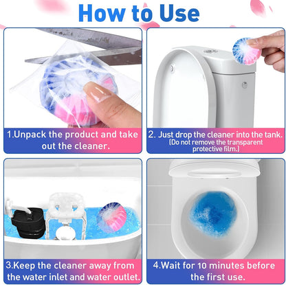 🚽 Toilet Cleaner Tablets, Automatic Flush Deodorant Bleach Cleanser for Bathroom Tank Stain Removal