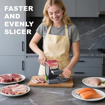 Manual Meat Slicer and Knife Sharpener Set for Home Cooking and BBQ