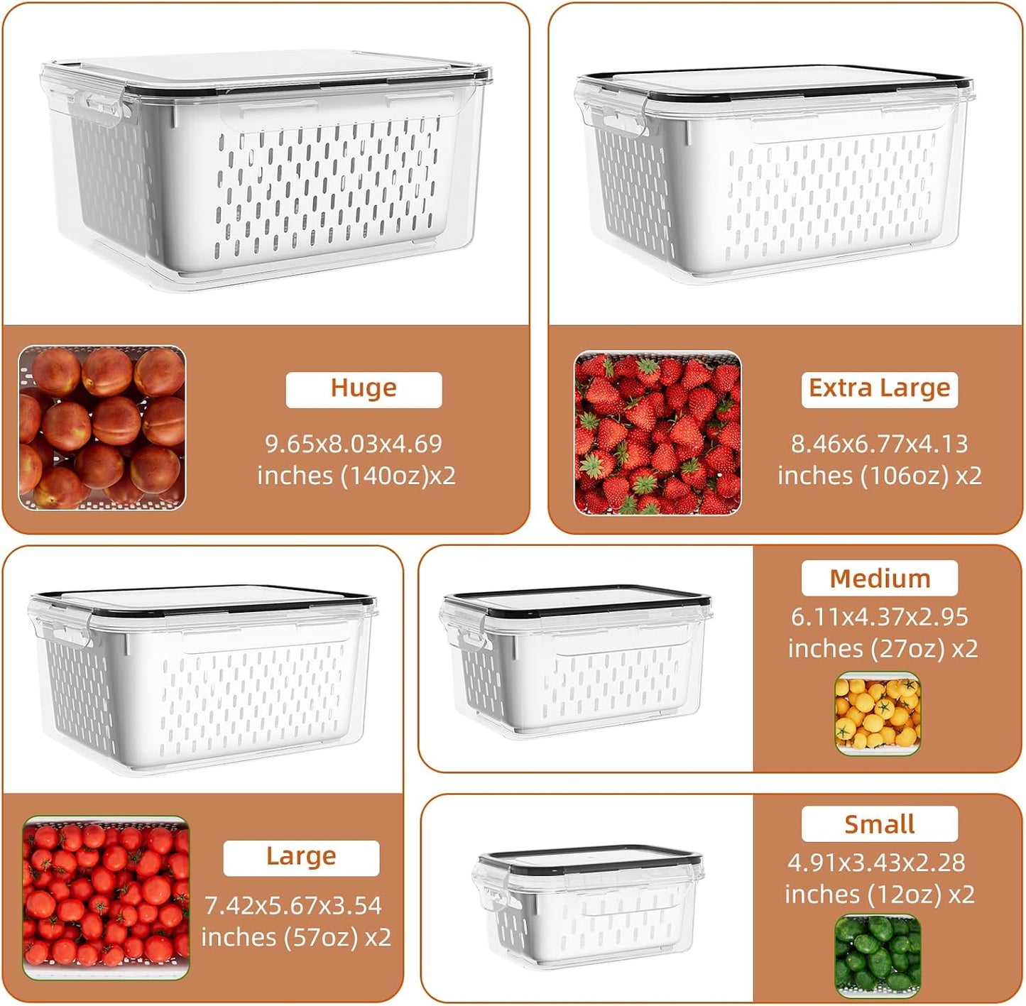 ✨ Keep Food Fresh Up to Longer! 🍓 KEMETHY 10 Pack Fruit Storage Containers with Colanders 🥬 BPA-Free Produce Saver Set 💧 Leakproof Fridge Organizer for Fruits, Vegetables, Berries, Salad, Meat & More 🏡