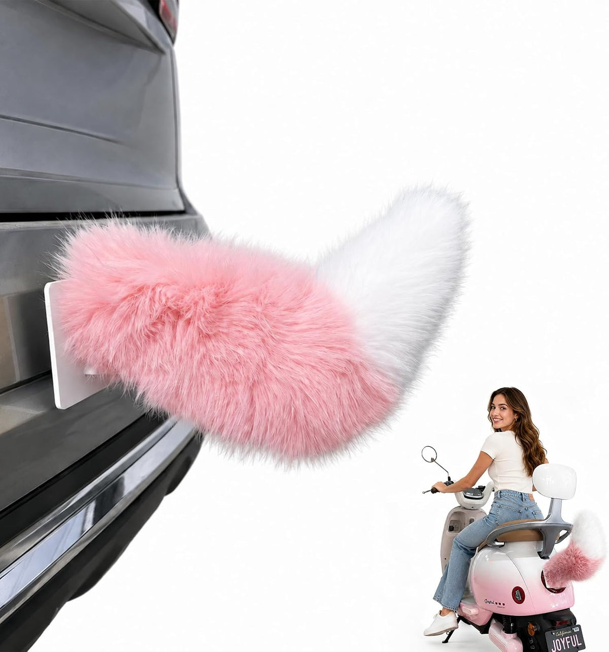 Electric Cat Tail for Car Decoration, Remote-Controlled Wagging Plush Tail for Car