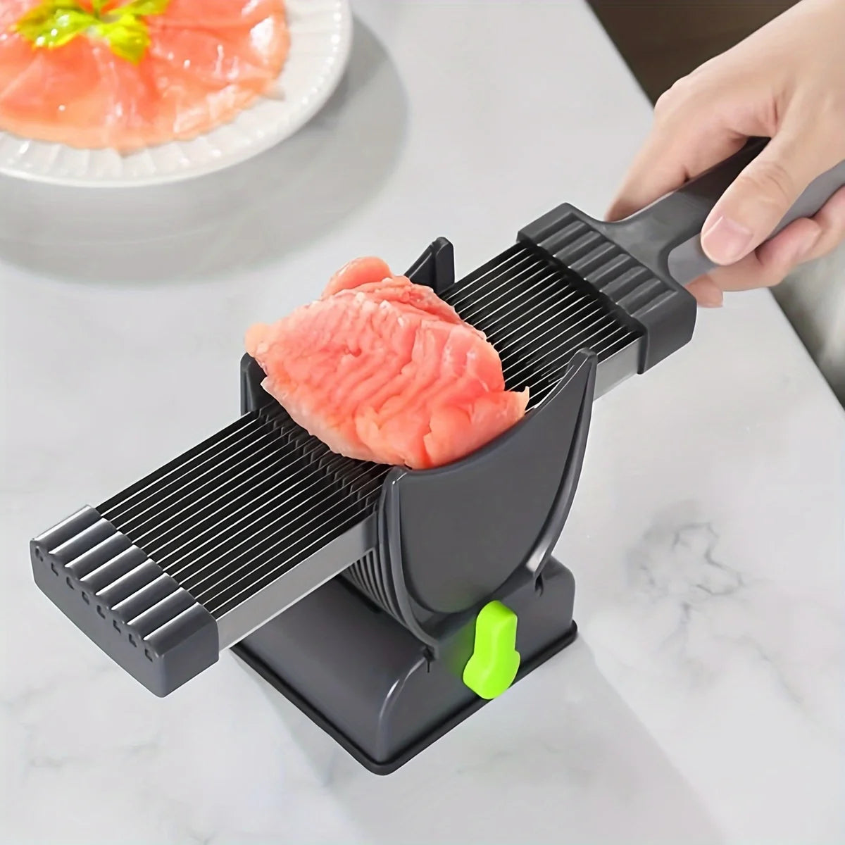 Manual Meat Slicer and Knife Sharpener Set for Home Cooking and BBQ