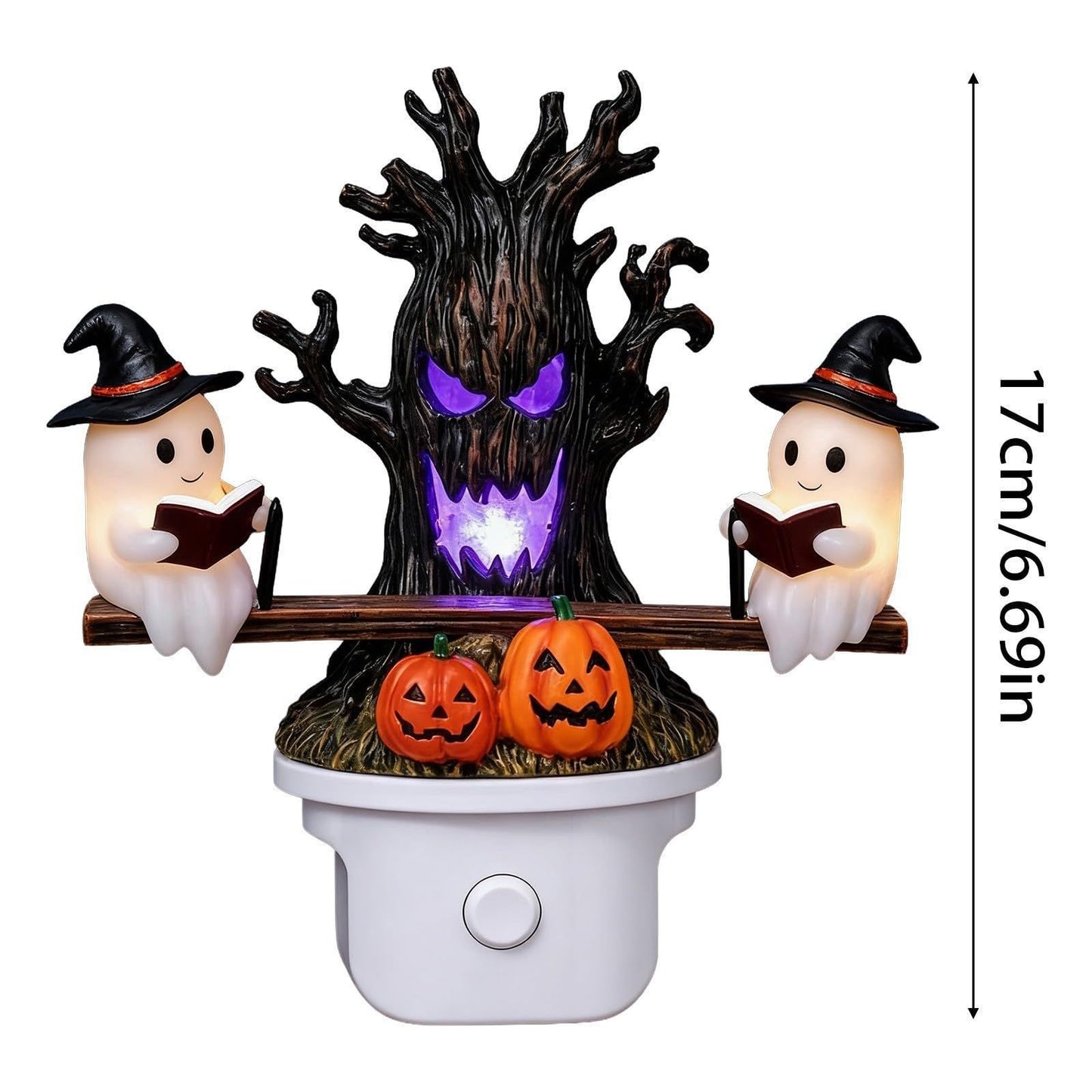 Lighted Spook On Seesaw Halloween Ambient Night Light | Spooky Decor Lamp for Home Party