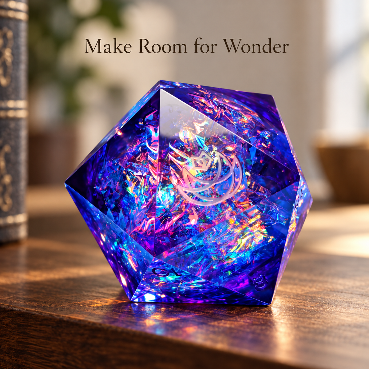 🎇 ElectroHex 63mm Giant D20 Liquid Core Dice | Handmade Resin Chonk D20 Dice, Holographic Iridescent Purple Blue Large Dice for D&amp;D, Tabletop RPG, Collector’s Display
